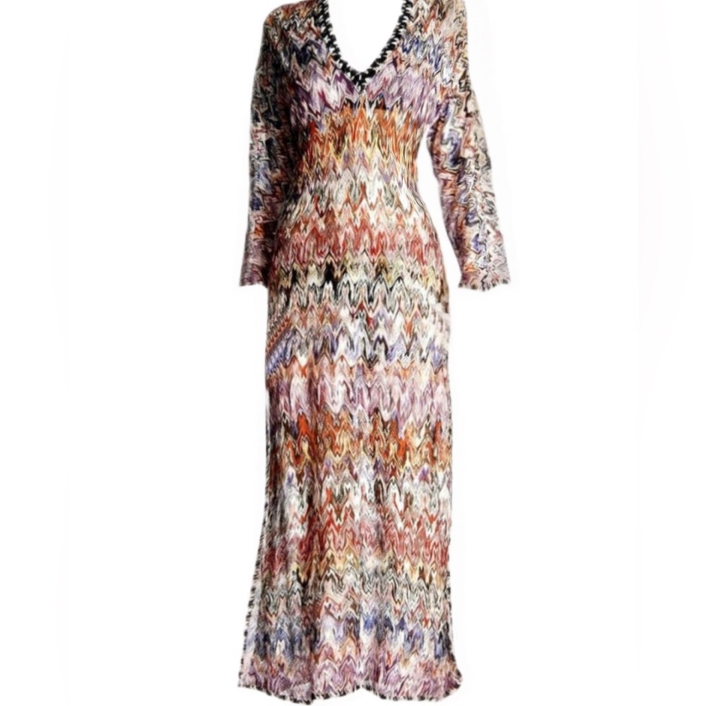 Missoni Signature Multicolor Crochet knit Kafta NWOT